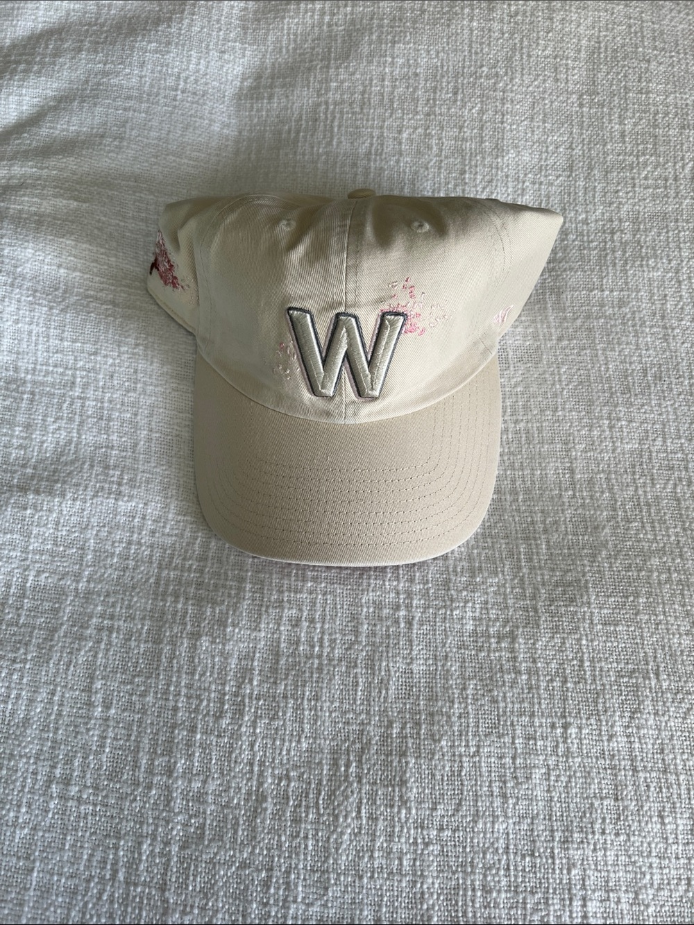 Neutral Beige 'W' Embroidered Baseball Cap